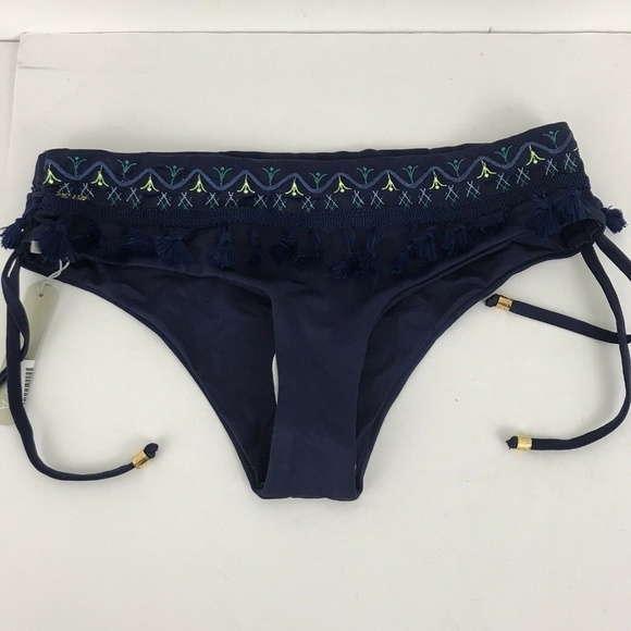 Naja Madeline Bikini Bottom Blue Fringe Swimsuit - Picture 1 of 4
